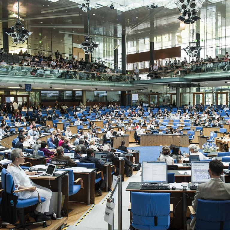 39. Sitzung des UNESCO-Welterbekomitees, Bonn 2015 Blick in den Saal bei der 39. Sitzung des UNESCO-Welterbekomitees in Bonn 2015