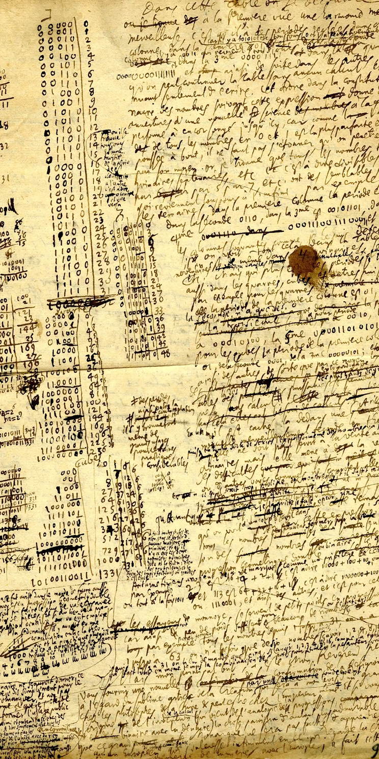 Briefwechsel von Gottfried Wilhelm Leibniz Brief mit Konzept zum binären Zahlensystem Briefwechsel von Gottfried Wilhelm Leibniz Brief mit Konzept zum binären Zahlensystem