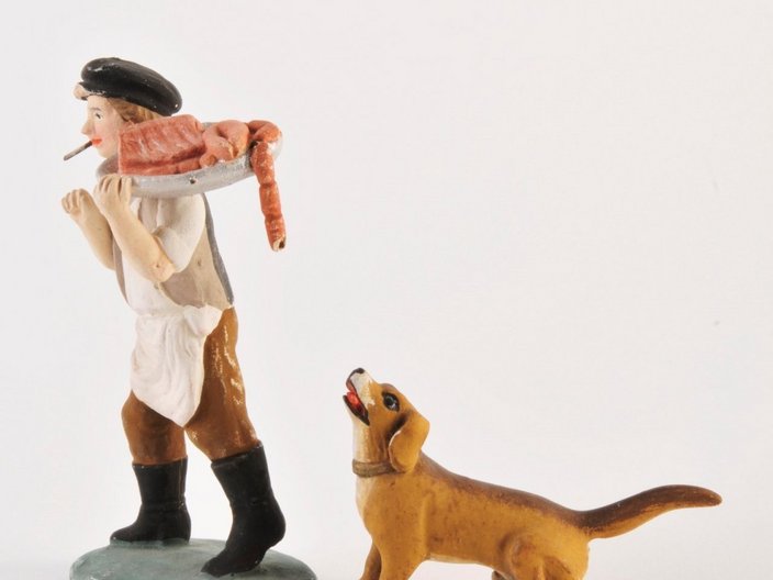 Krippenfigur mit Hund