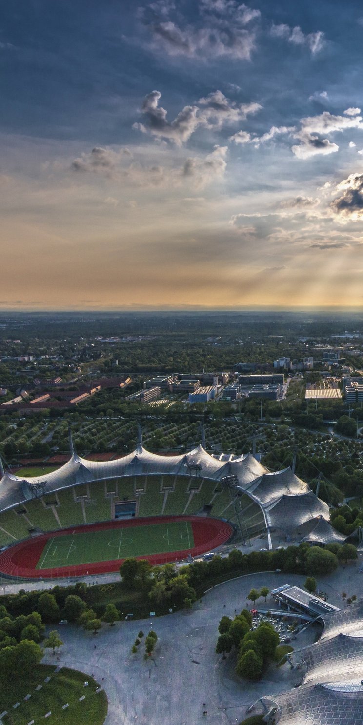 Luftbild des Olympiaparks in München
