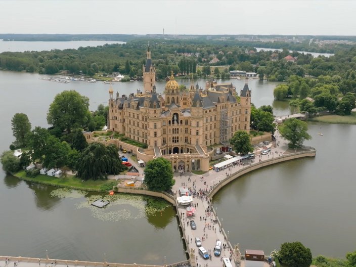 Luftbild der Schlossinsel in Schwerin
