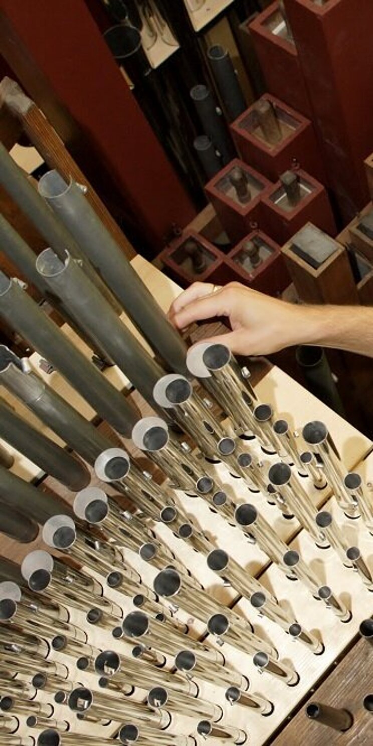 ORGL1_c_Vereinigung_d_OrgelsachverstaendigenDeutschlands_04 Ein Orgelbauer im Pfeifenraum seiner Orgel