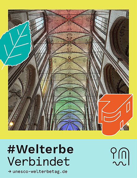 Sonderpreis WelterbeVerbindet Fotowettbewerb 2025 Gewölbes der St. Marien Kirche in bunten Farben