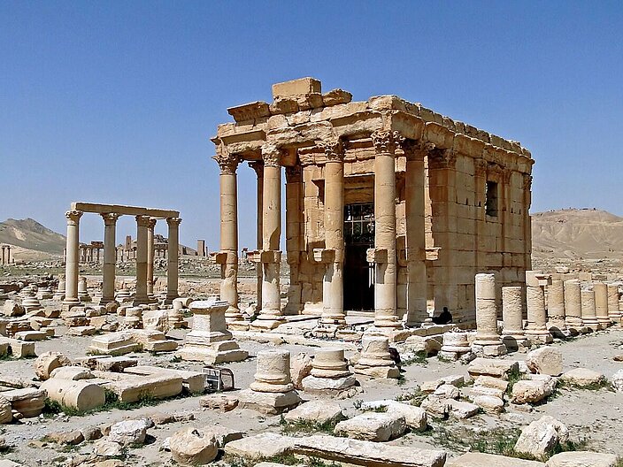 Ansicht des Baaltempels in Palmyra in Syrien