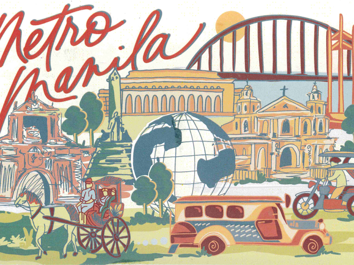 Postkarte aus Manila Vorderseite Illustrationen zeigen Wahrzeigen aus Manila