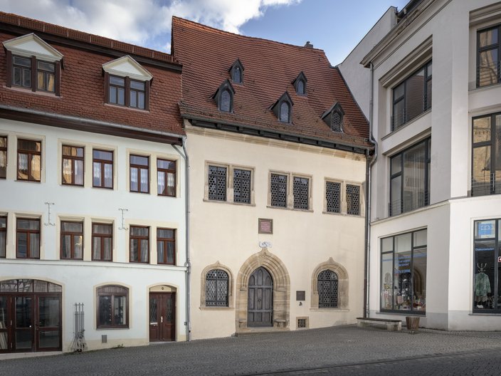 Blick auf Luthers Sterbehaus in Eisleben