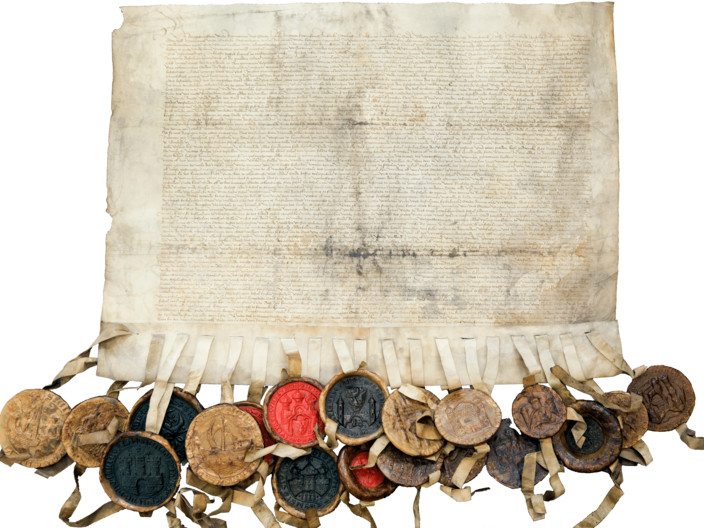 Der militärische Hilfeleistungsvertrag (Tohopesate) vom 31. Oktober 1476 zwischen 19 Hansestädten (H XVI A I 1:885)
