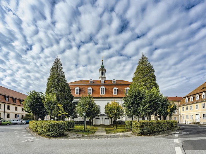 Blick auf die Kirche in Herrnhut