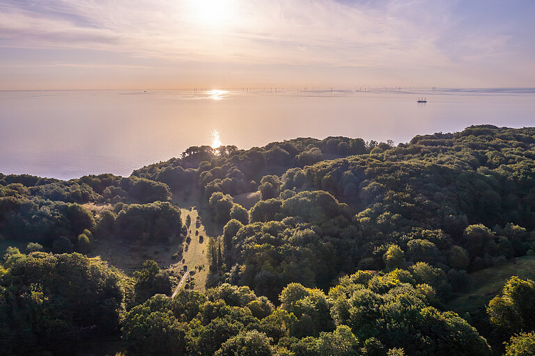 Blick auf das Meer an der Ostküste der dänischen Insel Mon