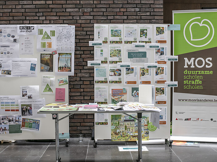 Pinnwände der BNE-Akteurinnen und -Akteure, die ihre Arbeit auf dem Gallery Walk vorstellen