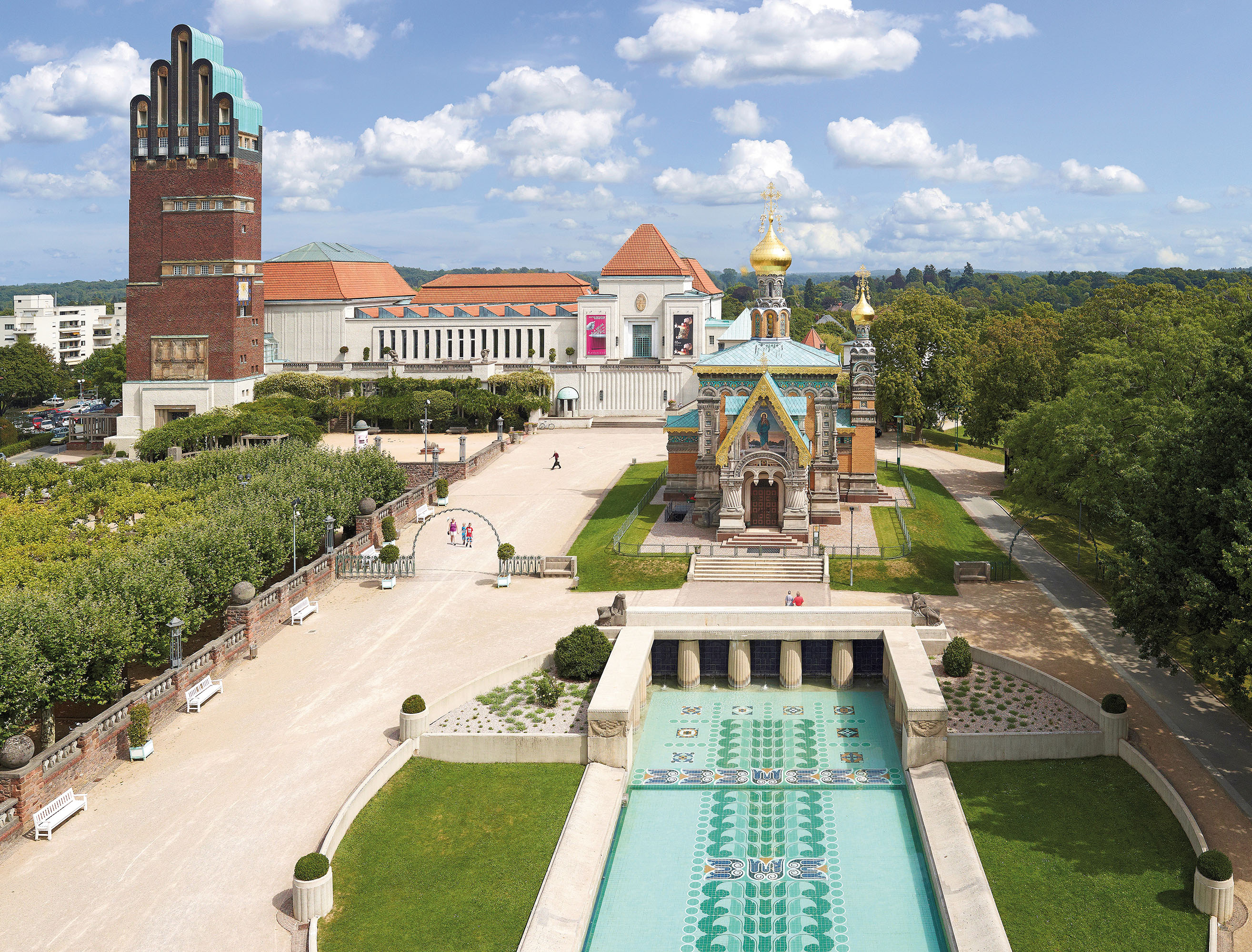 Mathildenhöhe Darmstadt Ansicht der Mathildenhöhe in Darmstadt, Welterbe seit 2021