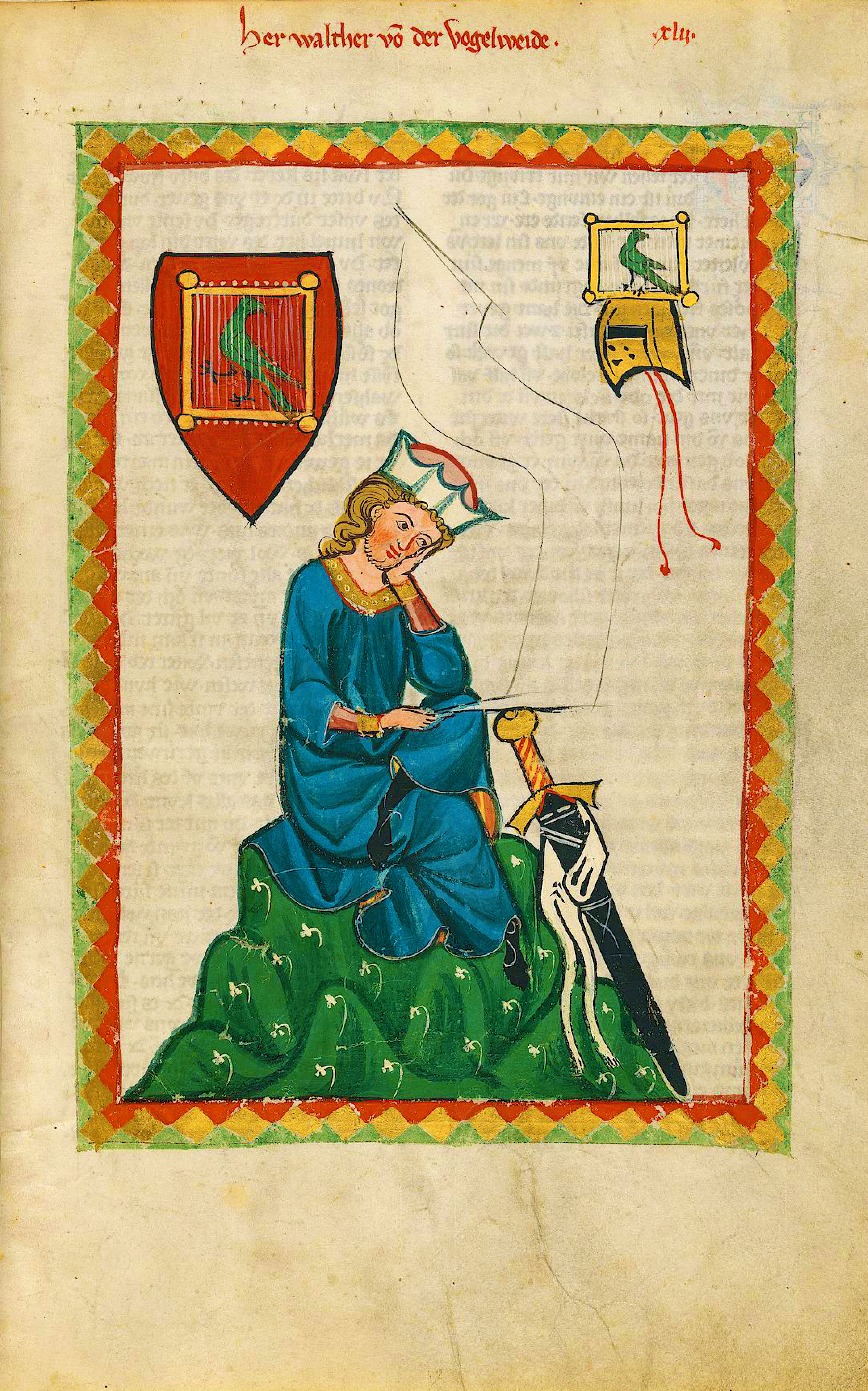 Codex Manesse, Bl. 124r, Herr Walther von der Vogelweide