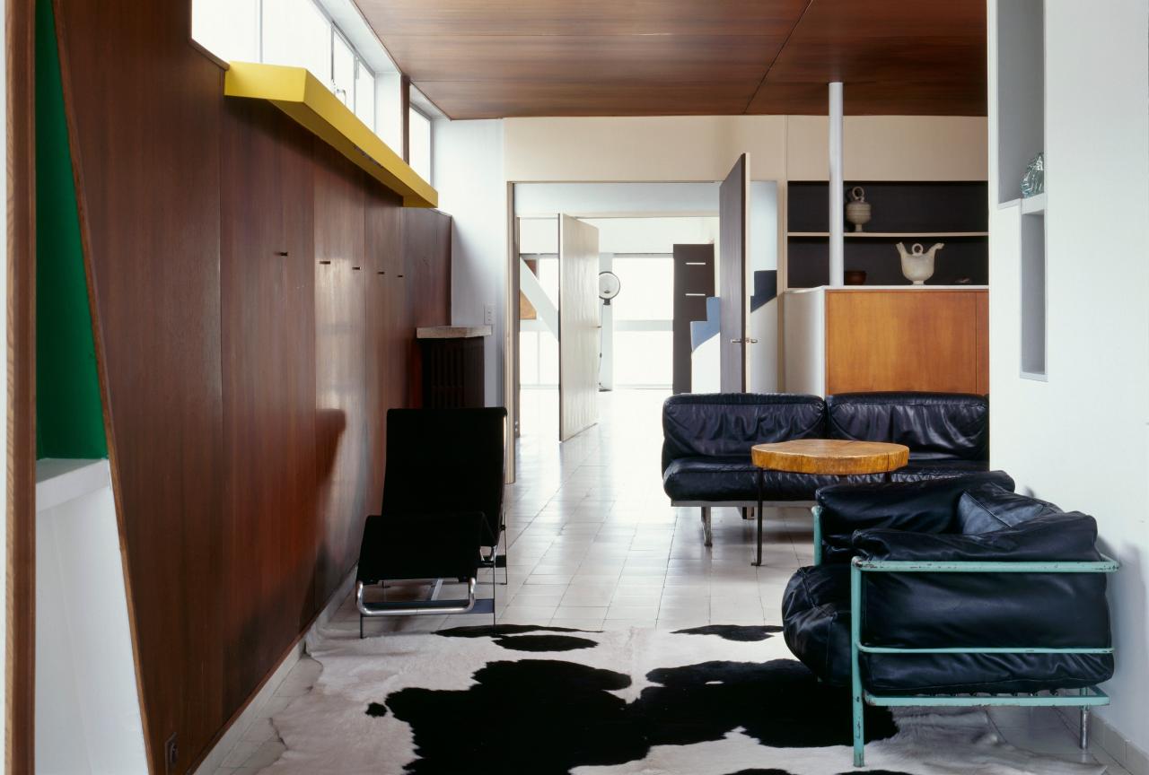 Wohnzimmer von Le Corbusier im Haus Molitor, Paris, Frankreich