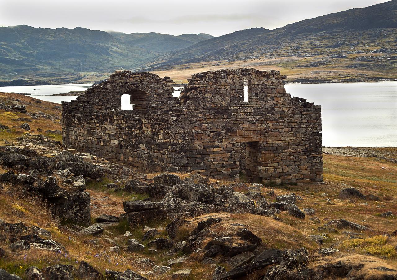 Ruine der um 1300 katholisch erbauten Kirche von Hvalsey, Kujataa, Grönland