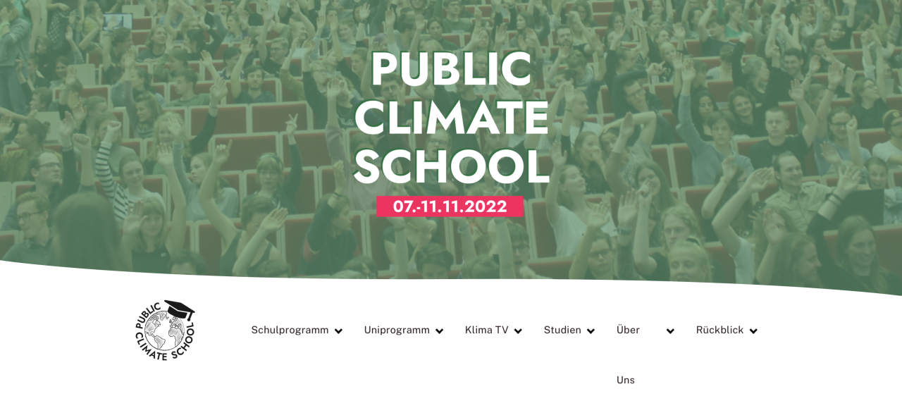Die Webseite des Projektes Public Climate School.