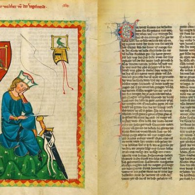 Codex Manesse, Herr Walther von der Vogelweide, Zürich, 1305-1340, Seite 124 recto, Universitätsbibliothek Heidelberg, Public Domain
